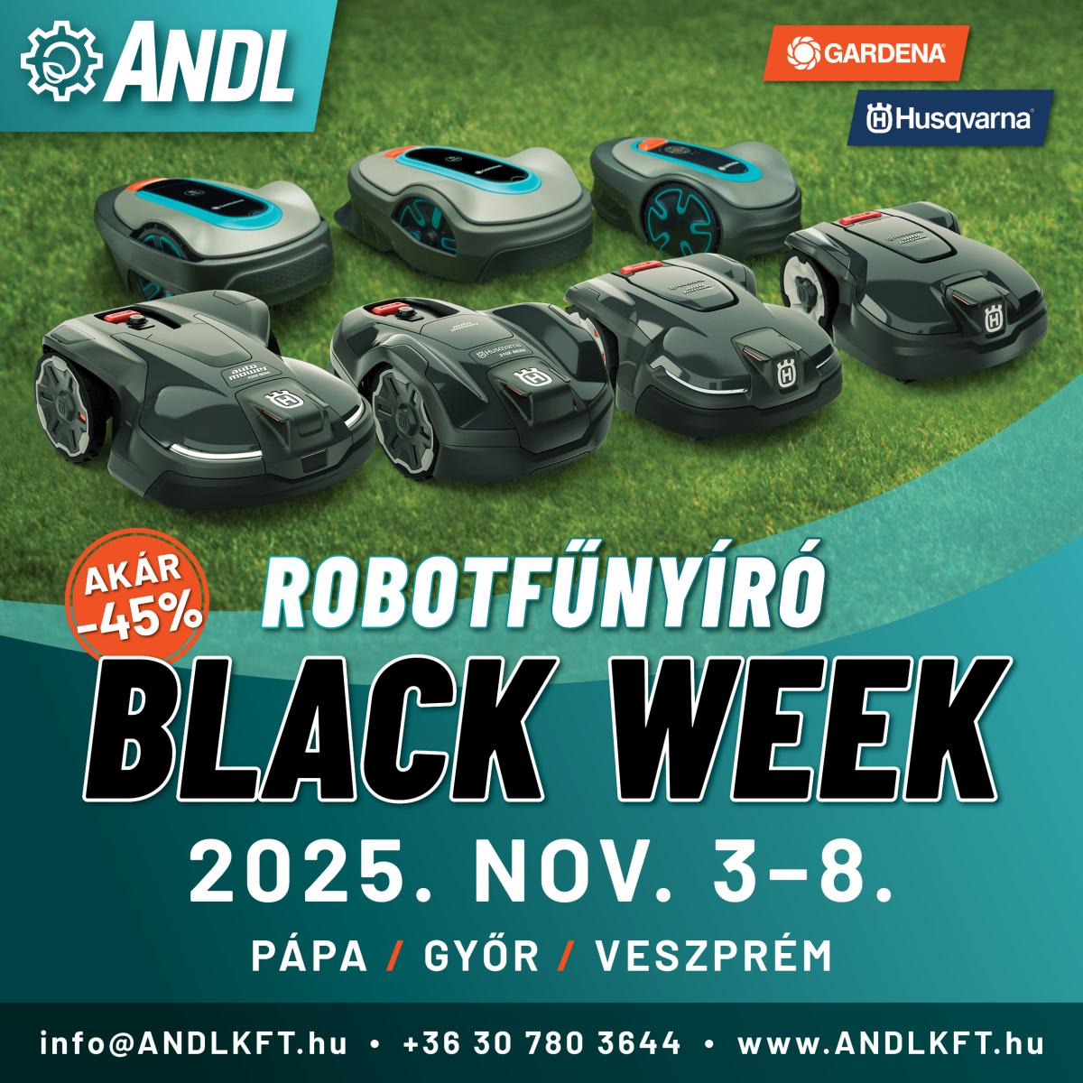 Ne maradj le: Robotfűnyíró Black Week akció az Andl Kft.-nél - spórolj okosan, nyírj automatikusan!