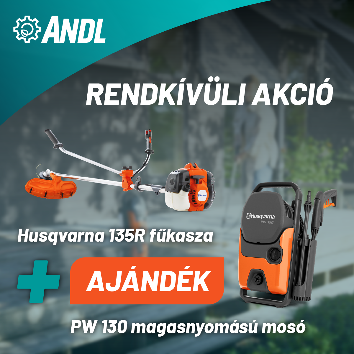 Rendkívüli Husqvarna akció: ajándék magasnyomású mosó a 135R fűkasza mellé