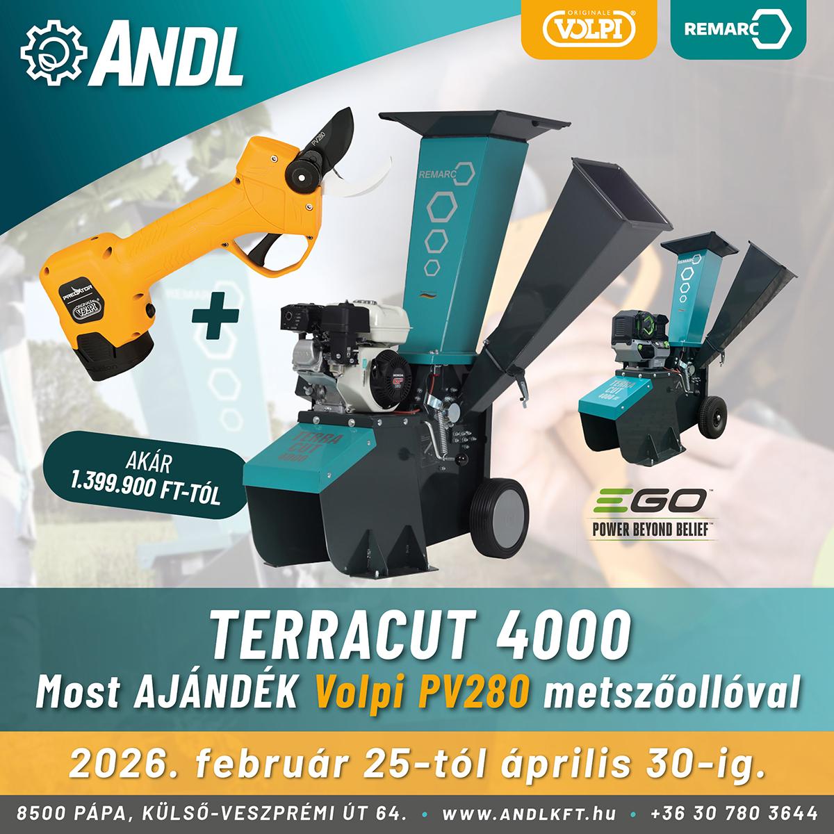 Remarc TerraCut 4000 MOST ajándék Volpi PV280 metszőollóval!